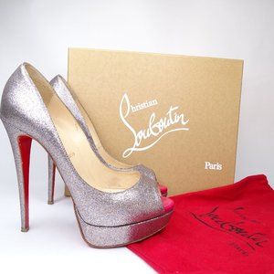 Chrisitian Louboutin Lady Peep 150 Glitter Pumps